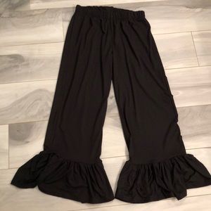 Black ruffle pants